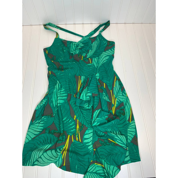 Viva Vena Green Tropical Sun Dress Sz 2 - Picture 1 of 8